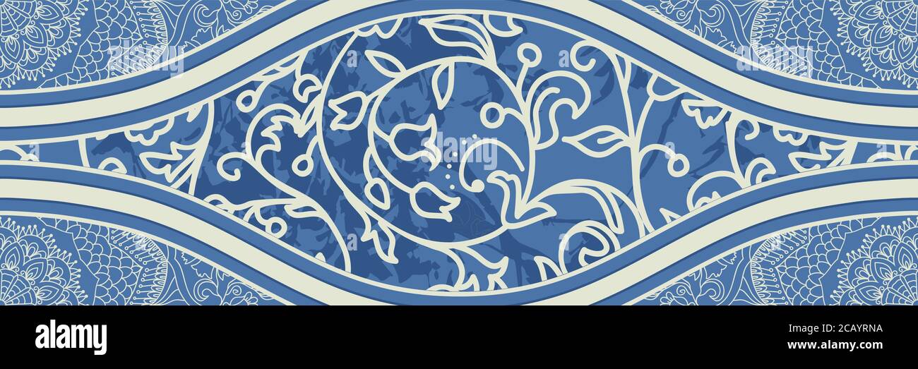 Majolica pottery tiles mega set blue and white Vector Image