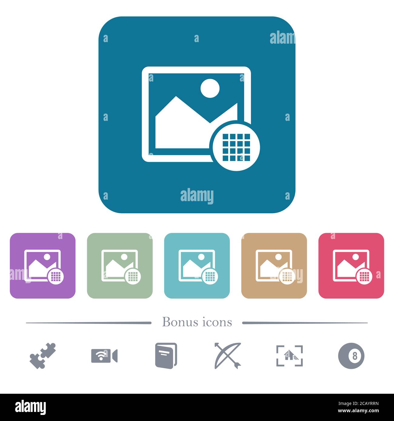 Image color palette white flat icons on color rounded square ...