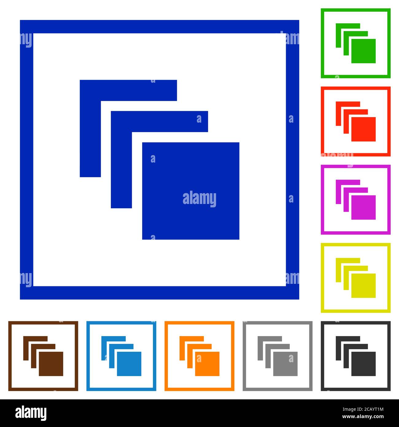 Multiple canvases flat color icons in square frames on white background Stock Vector
