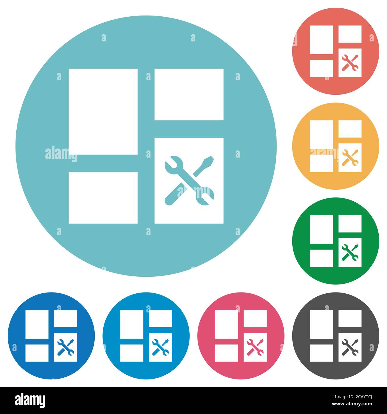 Dashboard tools flat white icons on round color backgrounds Stock Vector