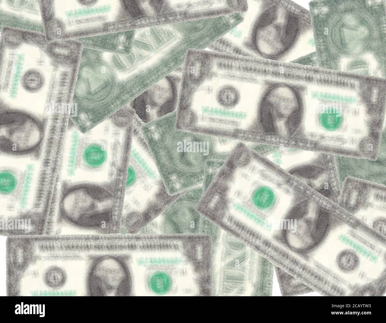 Background, wallpaper graphic collage of blurred US dollar bills, concept for money, finance, budget, debt, inflation Stock Photo