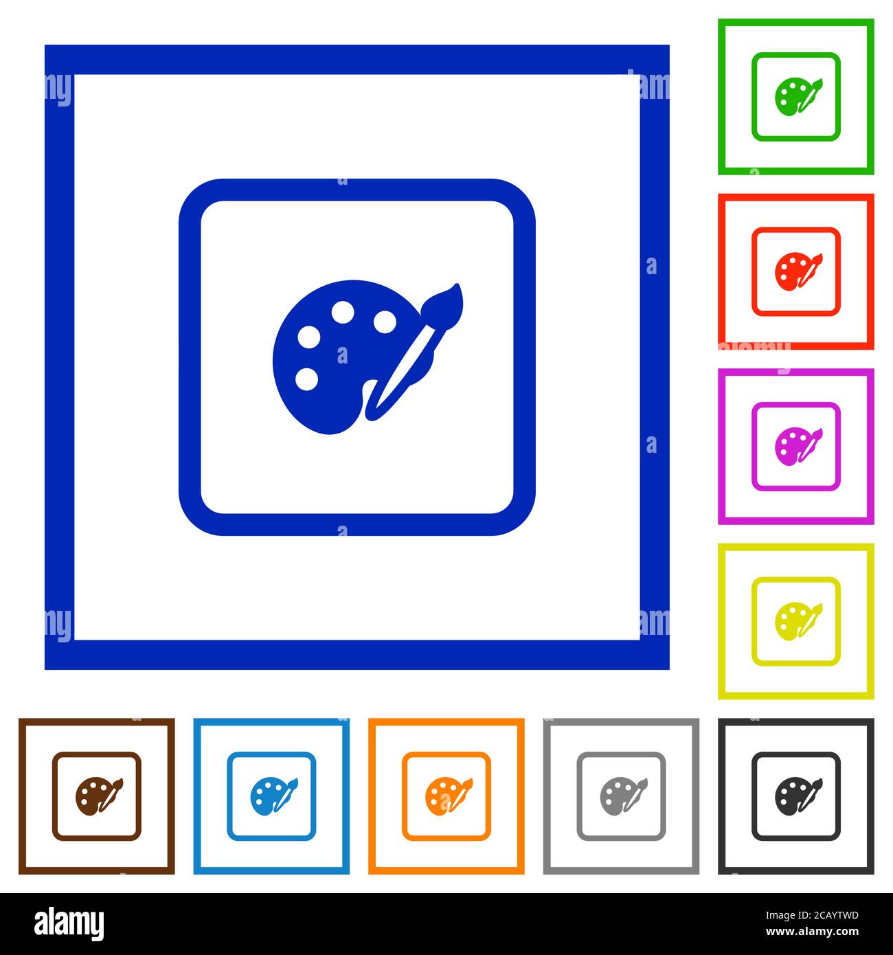 Adjust object color flat color icons in square frames on white ...