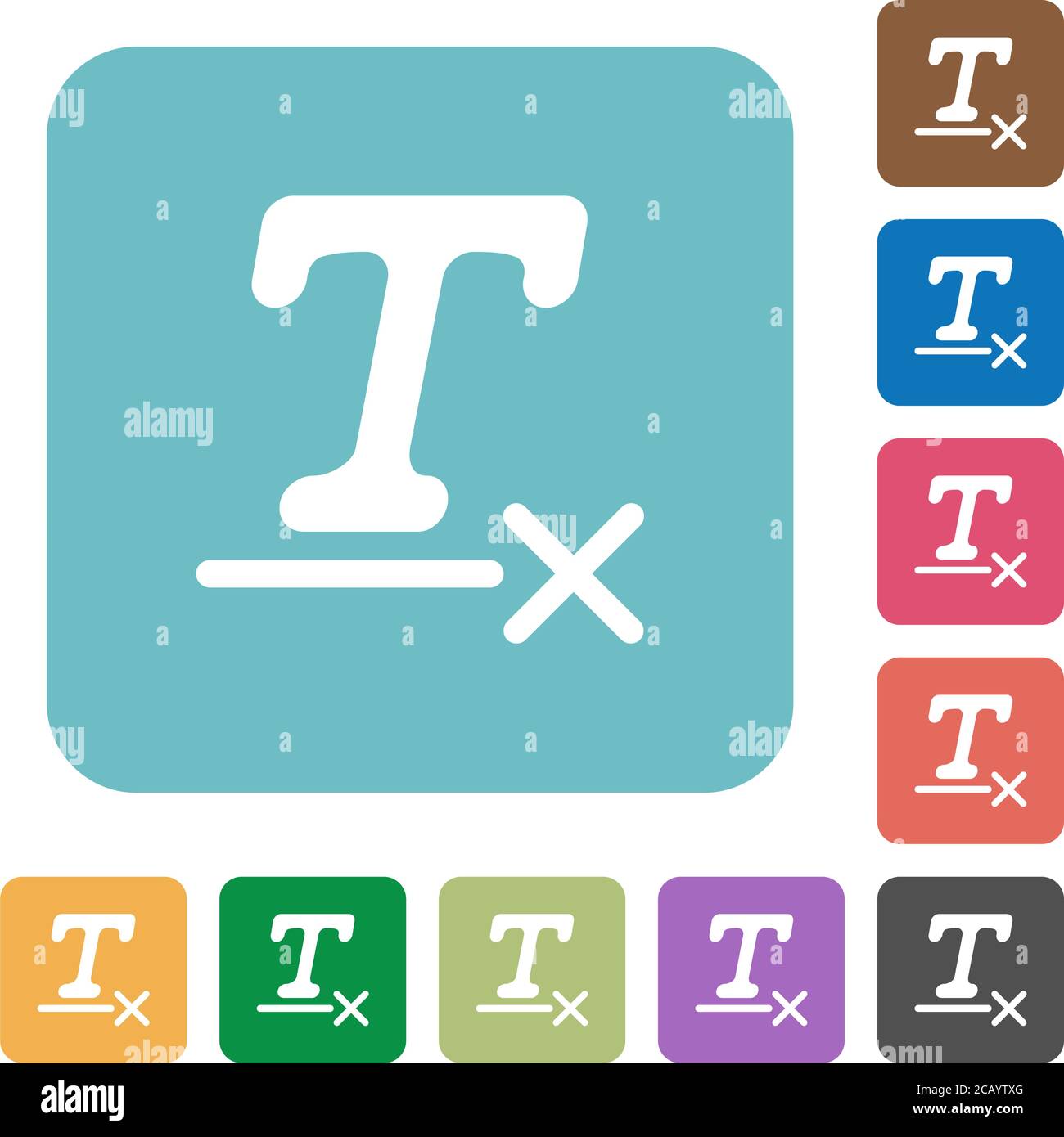 Clear text format white flat icons on color rounded square backgrounds Stock Vector