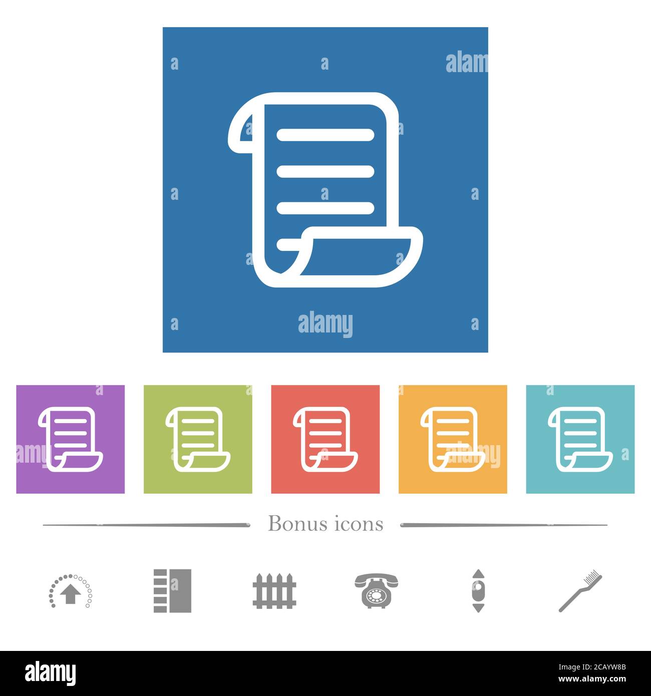 Script code flat white icons in square backgrounds. 6 bonus icons ...