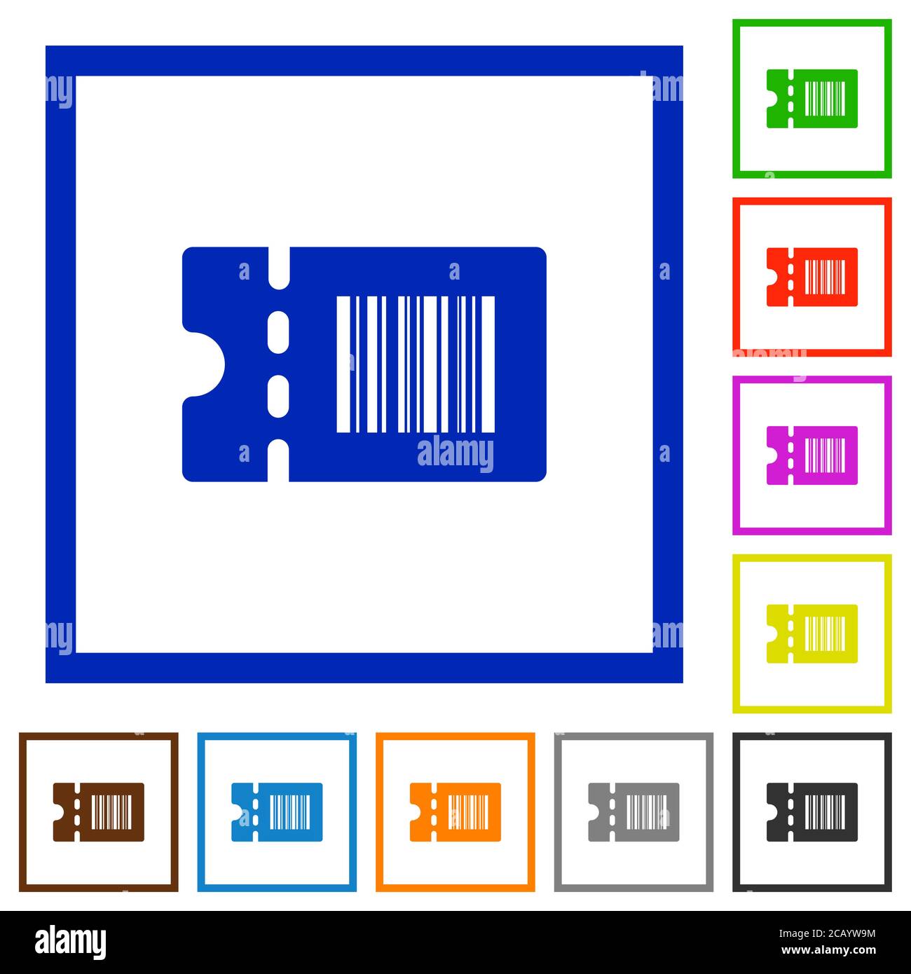 Discount coupon code flat color icons in square frames on white background Stock Vector