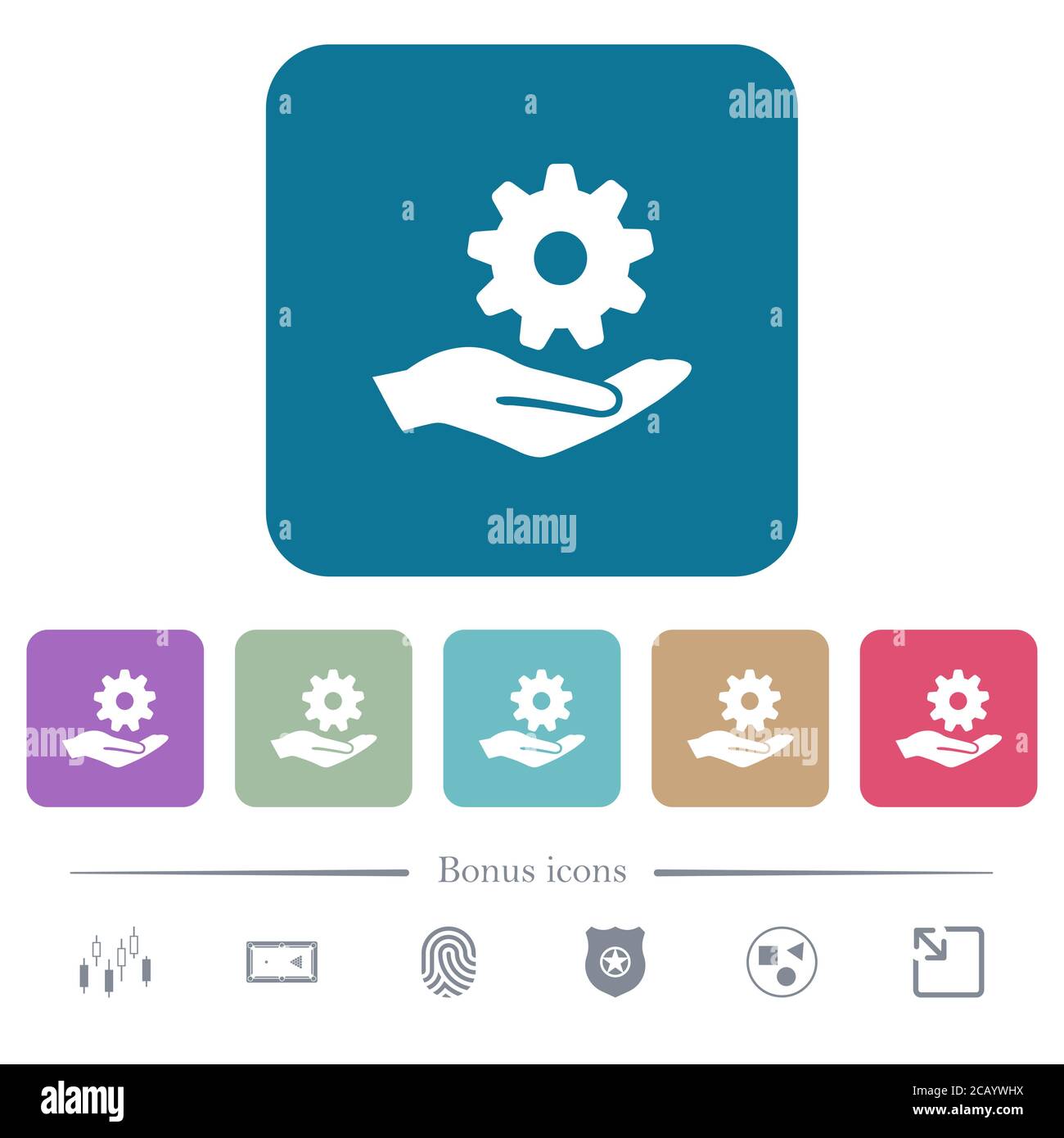 Maintenance service white flat icons on color rounded square ...