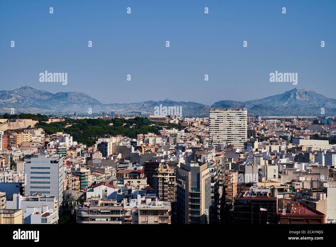 Looking north towards the mountains in Alicante City, Spain, Europe, July 2020 Stock Photo