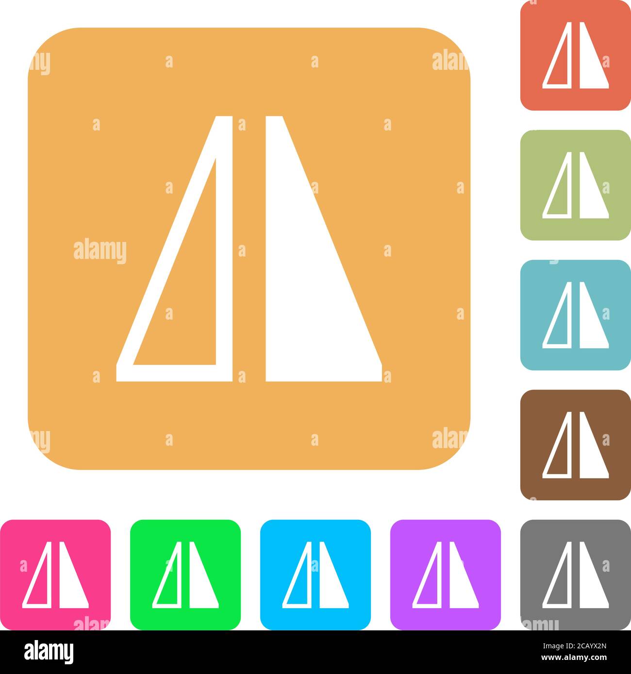 Flip horizontal flat icons on rounded square vivid color backgrounds ...