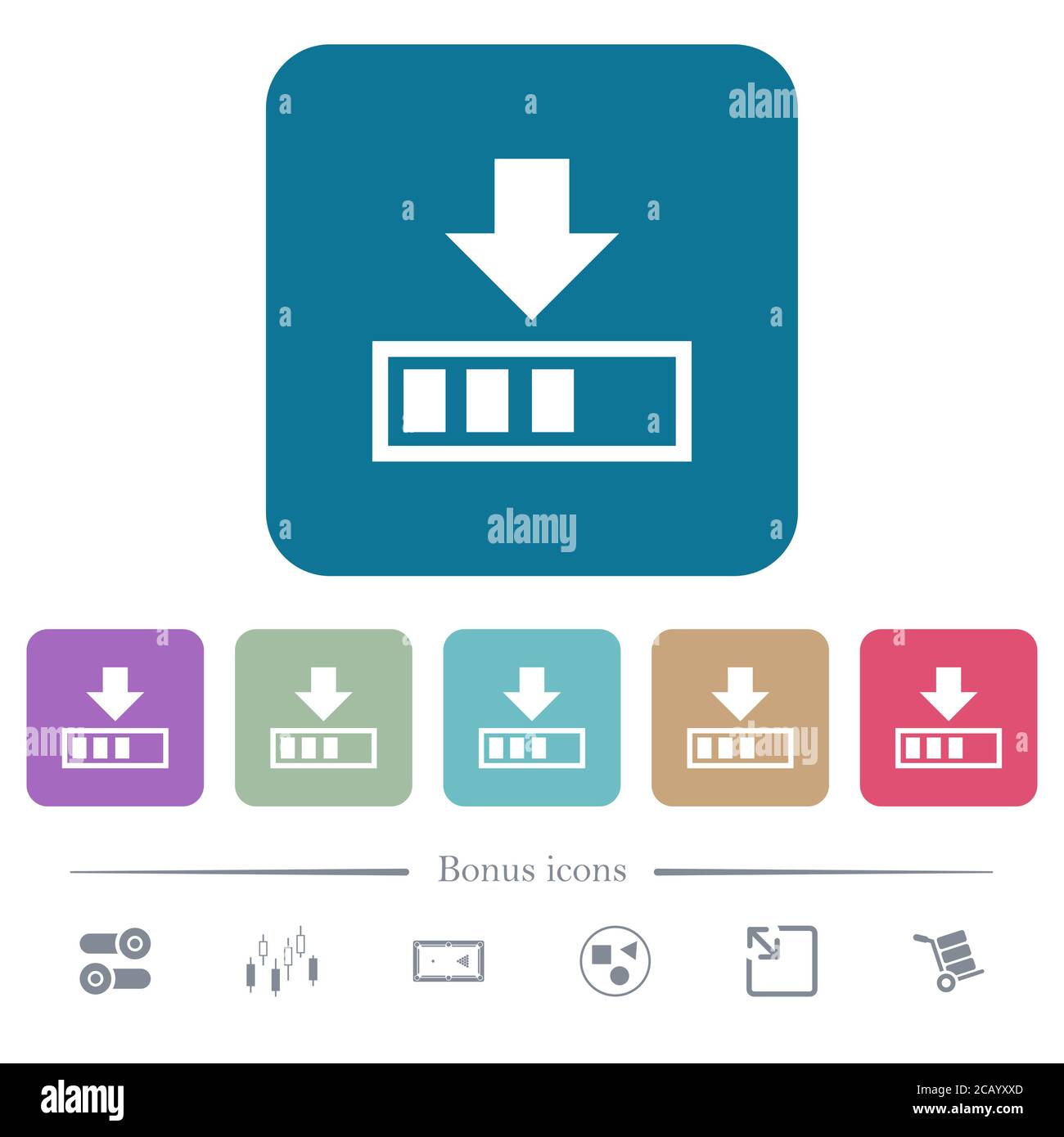 Download in progress white flat icons on color rounded square ...