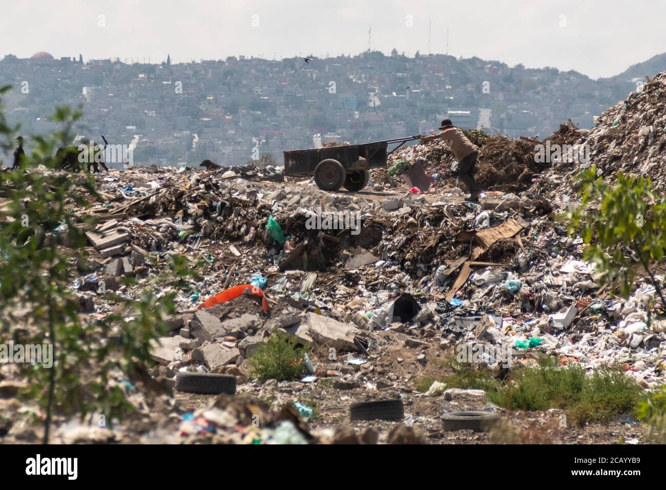 A huge landfill for waste disposal. Accumulation of garbage in landfill