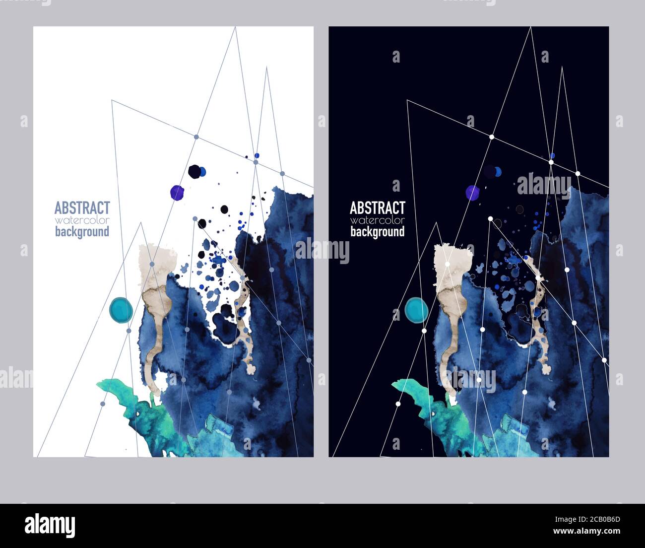 Abstract watercolor banners with blots and lines. Vector. Stock Vector