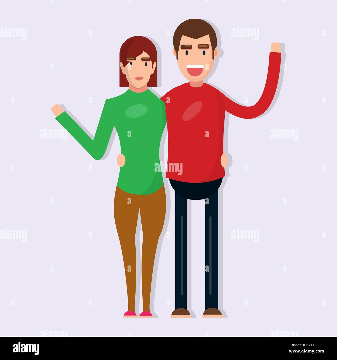happy young couple isolated vector illustration in flat style Stock ...