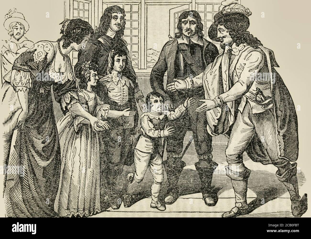 Sir Walter Raleigh taking leave from his family Stock Photo