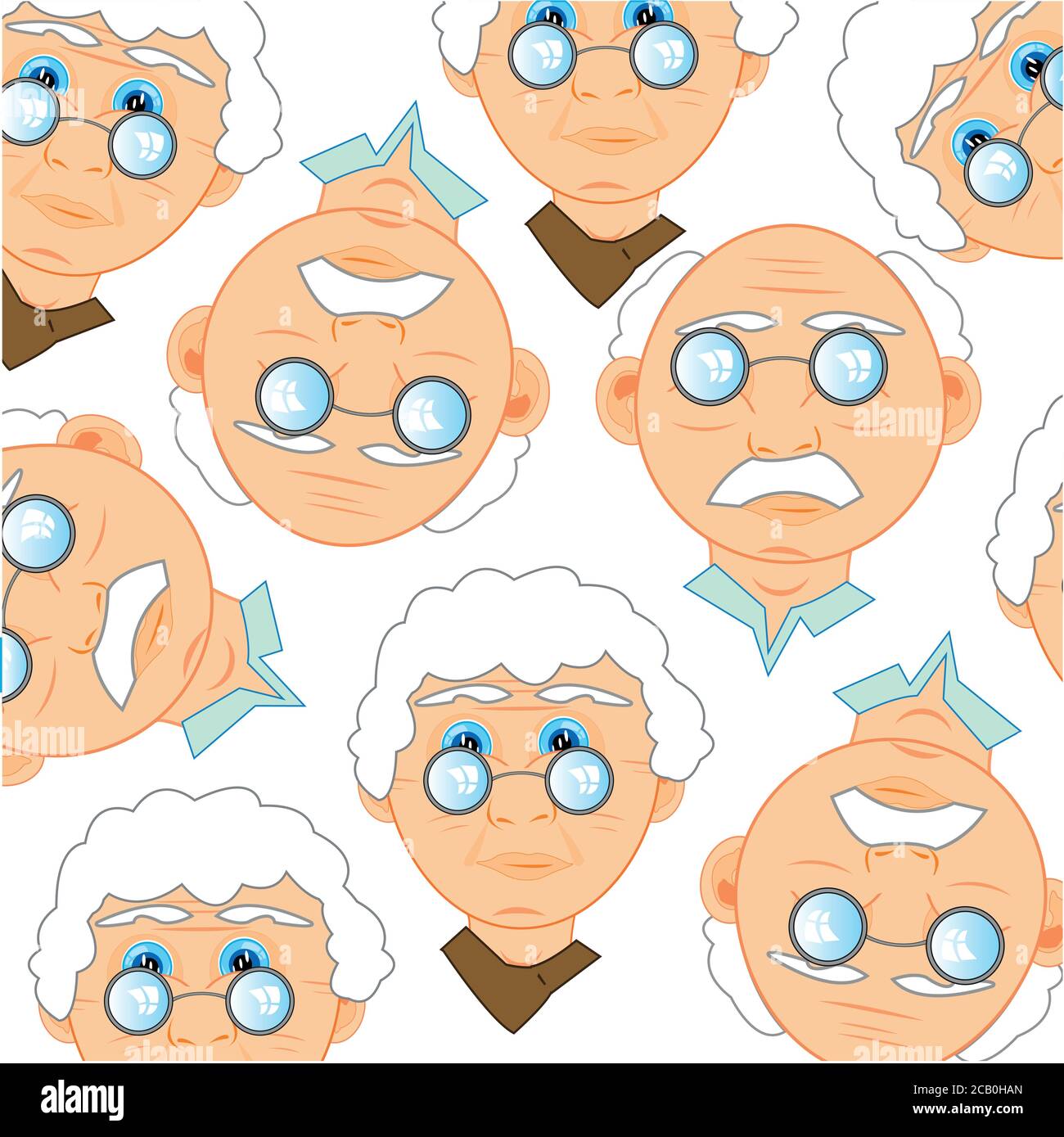 Persons of the elderly people decorative pattern Stock Vector