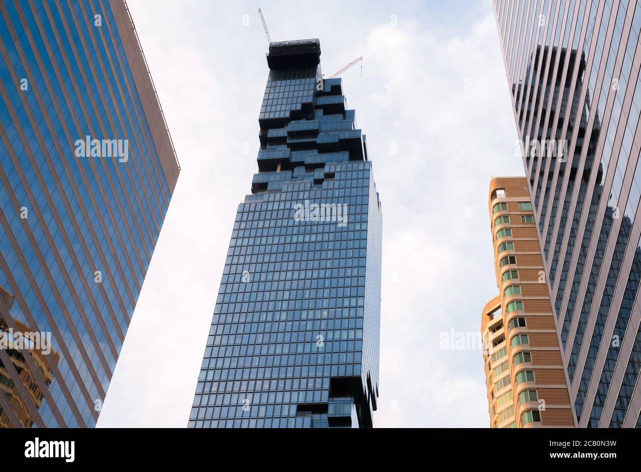 Low Angle View Of Tall Corporate Buildings Stock Photo