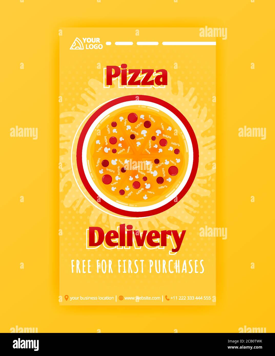 poster template of fast pizza free delivery for social media stories