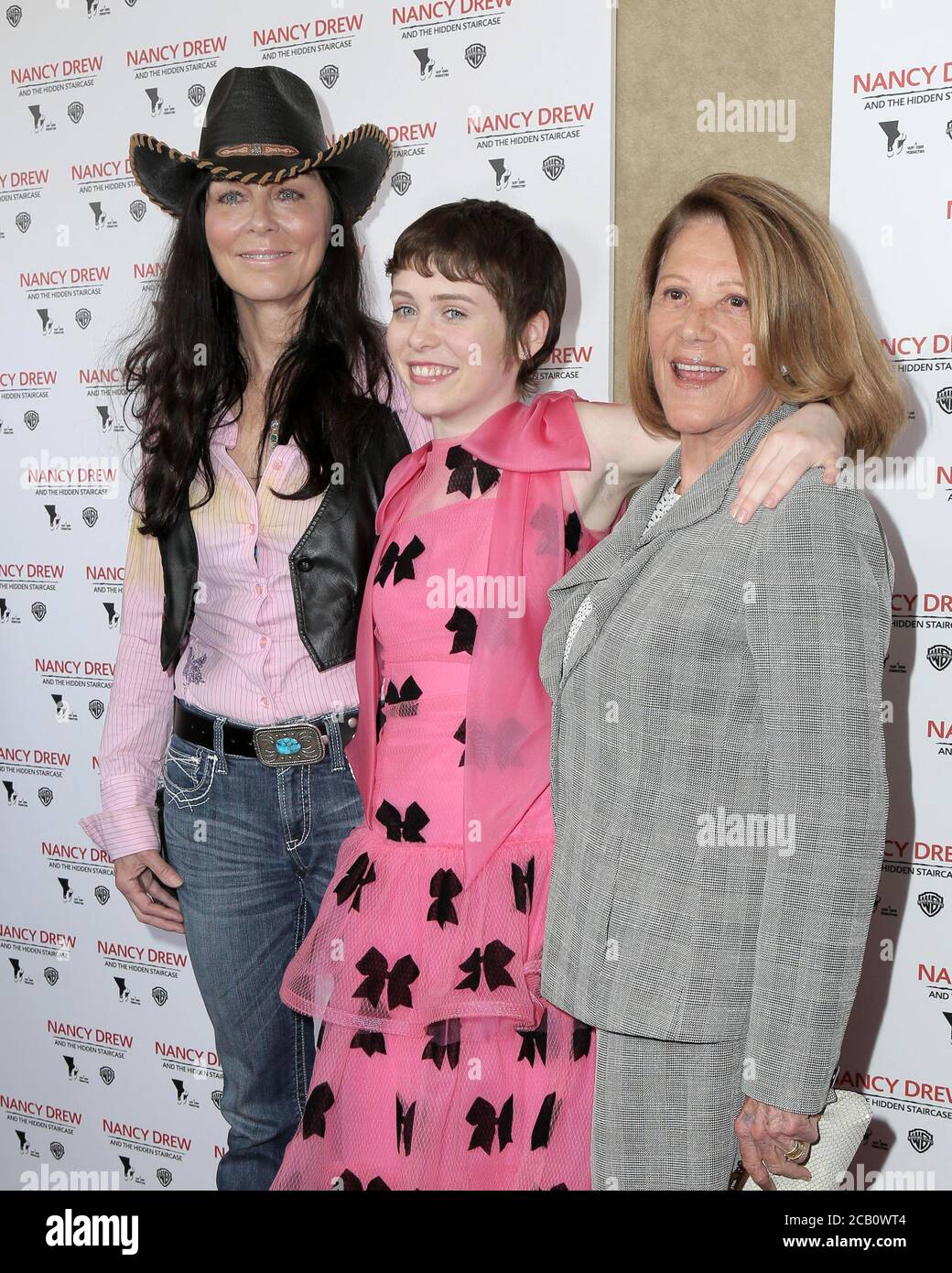 LOS ANGELES - MAR 10:  Katt Shea, Sophia Lillis, Linda Lavin at the 'Nancy Drew And The Hidden Staircase' World Premiere at the AMC Century City 15 on March 10, 2019 in Century City, CA Stock Photo