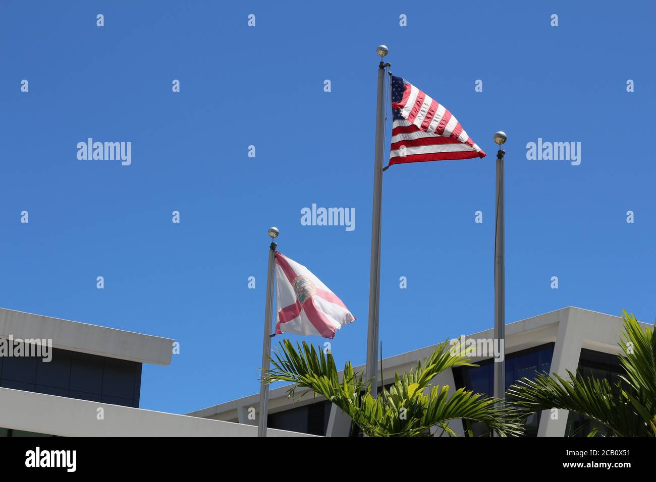 U.S.A and State of Florida Flags Stock Photo