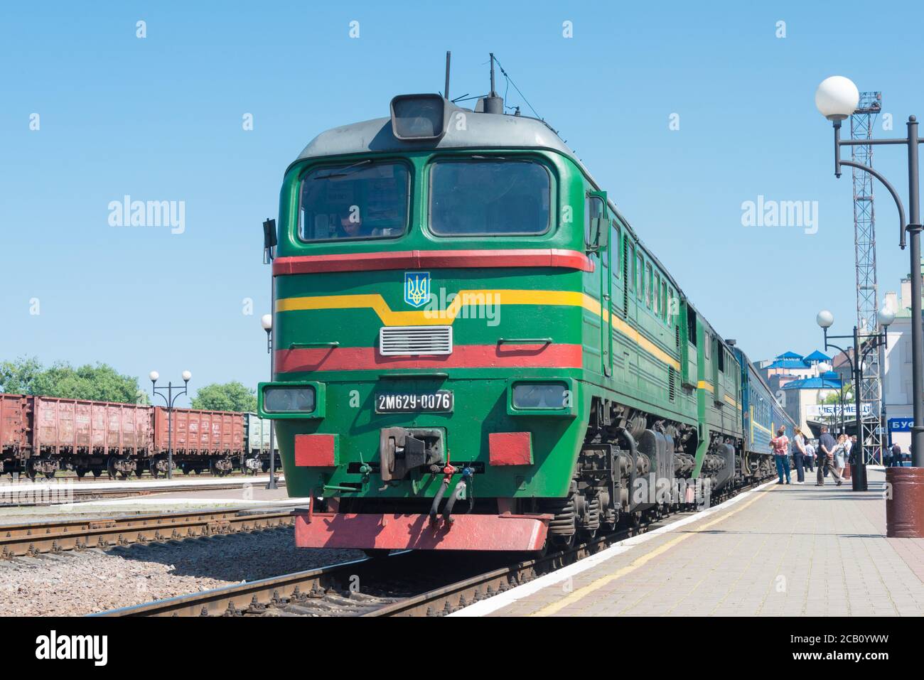Diesel locomotive at Chernivtsi Railway station in Chernivtsi, Ukraine ...