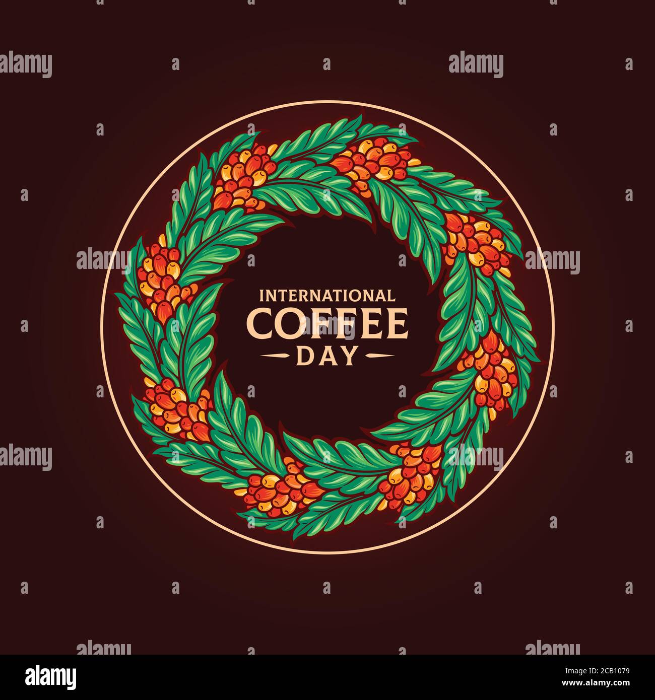 Mandala International Coffee Day Illustrations for logo and coffee Shop