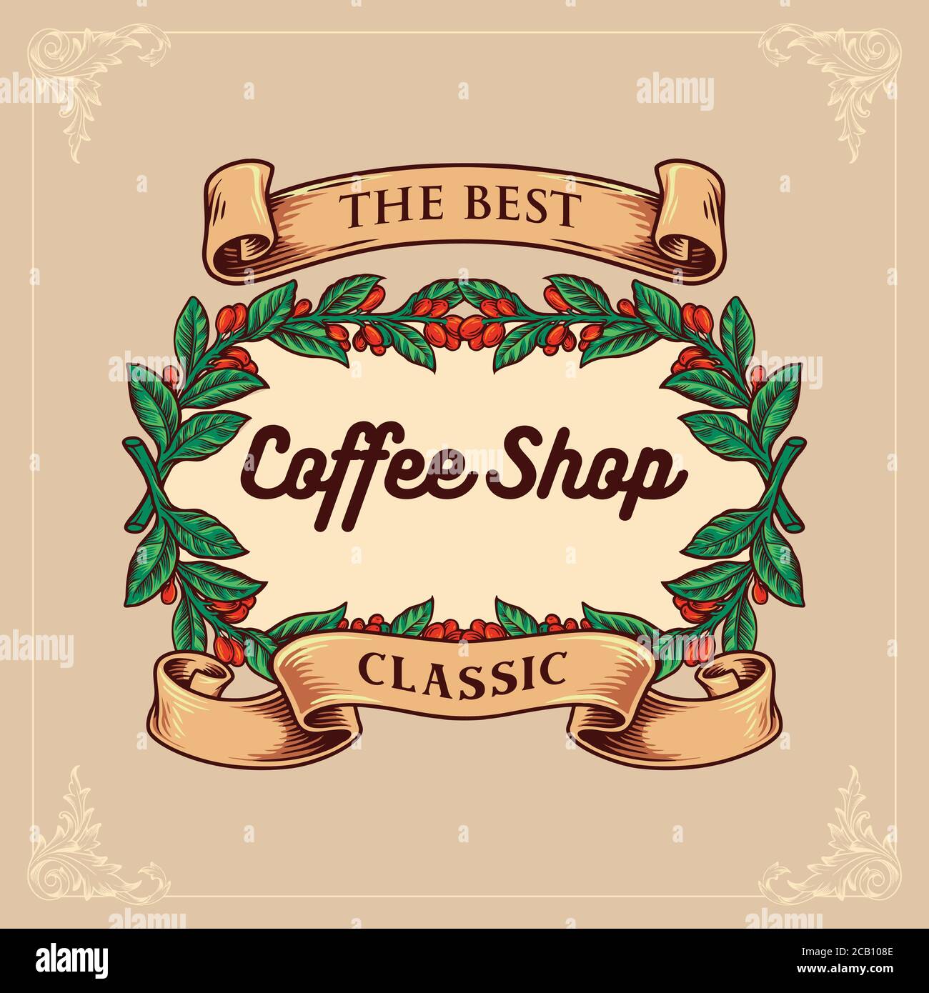 Coffee Shop Classic With Vintage Ribbon For Menu Cafe Restaurant coffee-shop-classic-with-vintage-ribbon-for-menu-cafe-restaurant