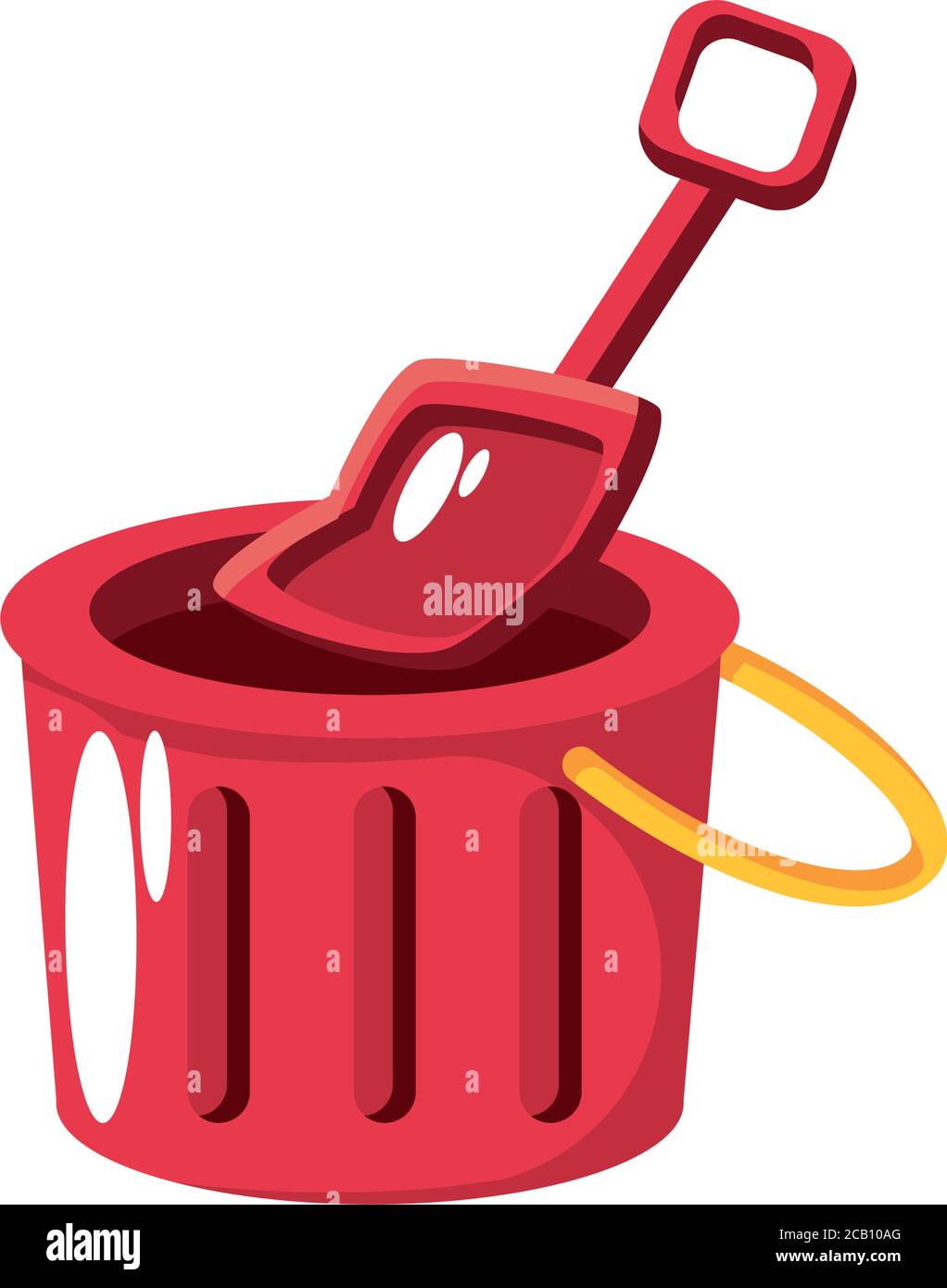 bucket with shovel, kids toy on white background vector illustration