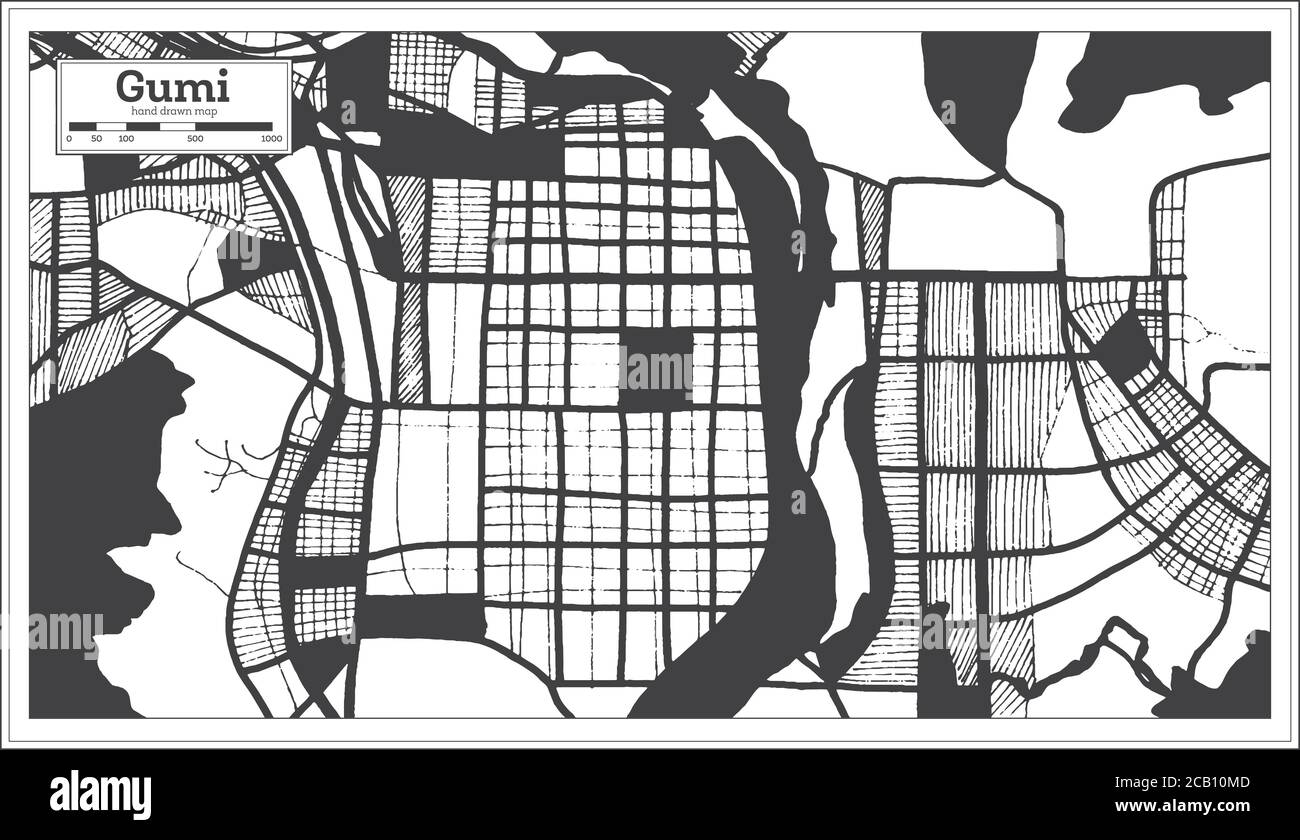 Gumi South Korea Map Gumi South Korea City Map In Black And White Color In Retro Style. Outline  Map. Vector Illustration Stock Vector Image & Art - Alamy