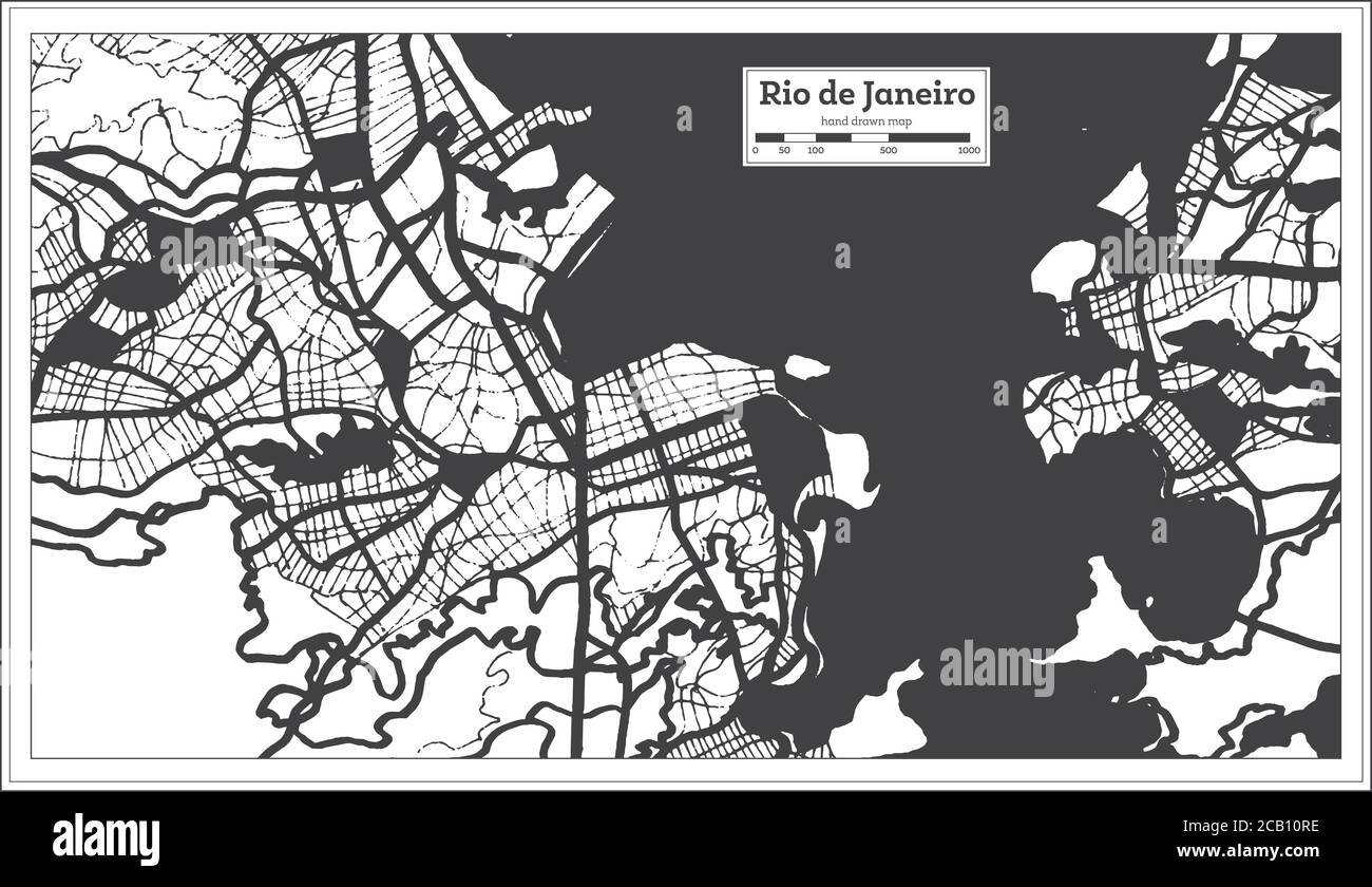 Rio De Janeiro Brazil City Map In Black And White Color In Retro Style Outline Map Vector Illustration Stock Vector Image Art Alamy