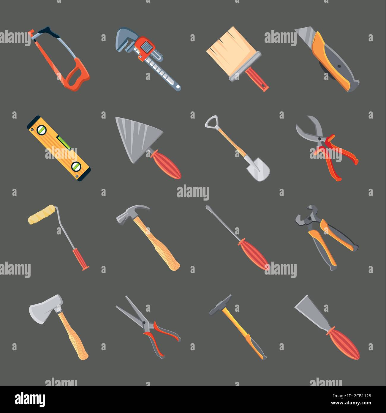 bundle of construction tools over white background vector illustration design Stock Vector