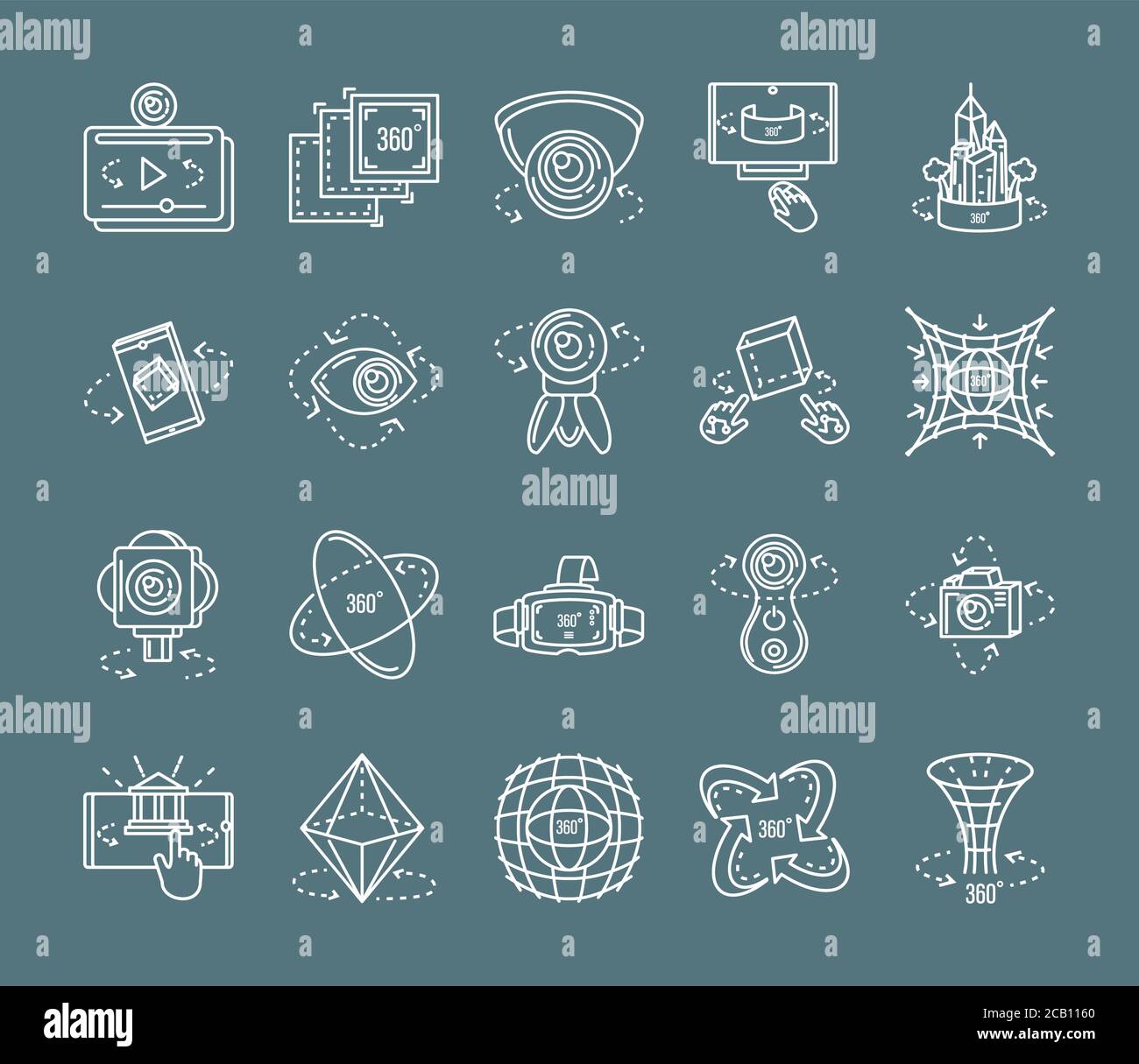 set of icons camera 360 degrees vector illustration design Stock Vector