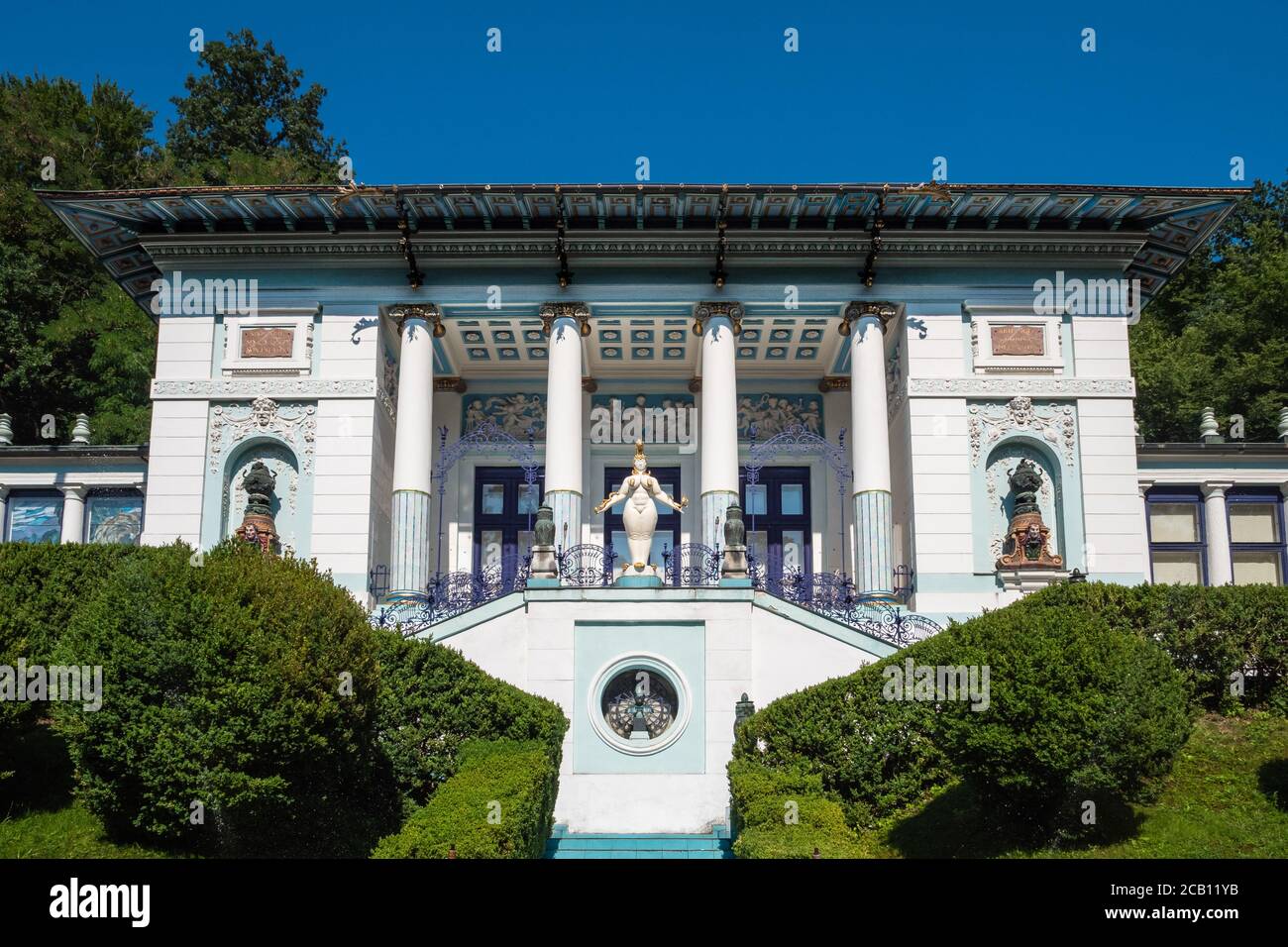 Vienna, Austria - August 8 2020: Otto Wagner Villa with Ernst Fuchs Museum, an Art Nouveau Building, also called Ben Tieber Villa. Stock Photo
