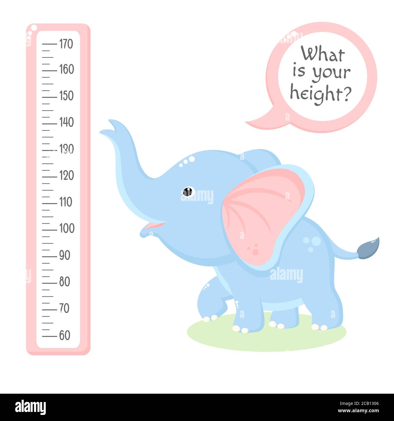 Height chart with cute baby elephant. Kids meter with cartoon animal.  Inscription - What is your height? Meter wall or baby scale of growth.  Vector EP Stock Vector Image & Art - Alamy