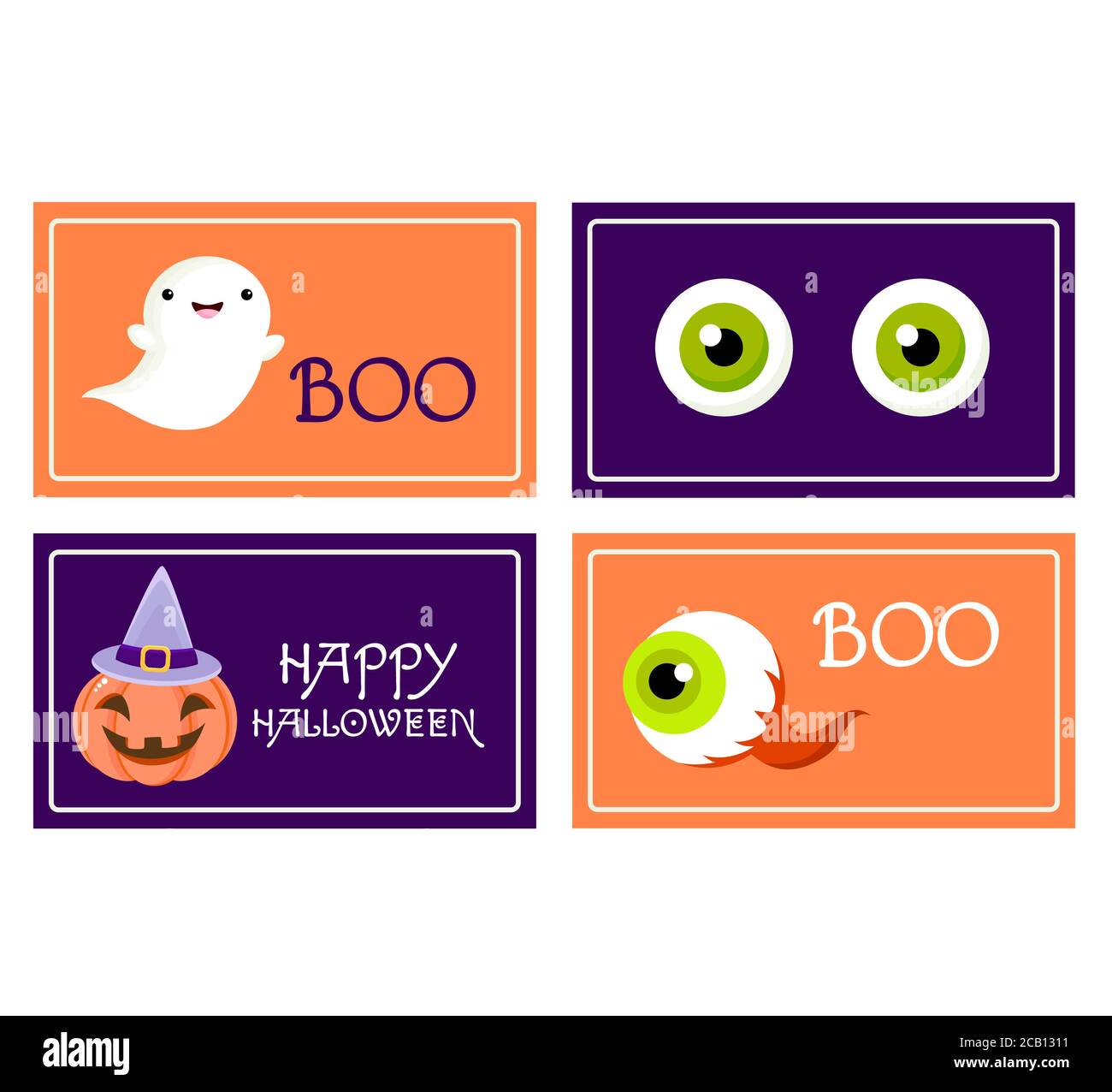 Set Of Vector Halloween Gift Tag, Card, Badge, Sticker. Elements For  Scrapbooking. Horizontal Template Card For Greeting, Decoration,  Congratulation Stock Vector Image & Art - Alamy