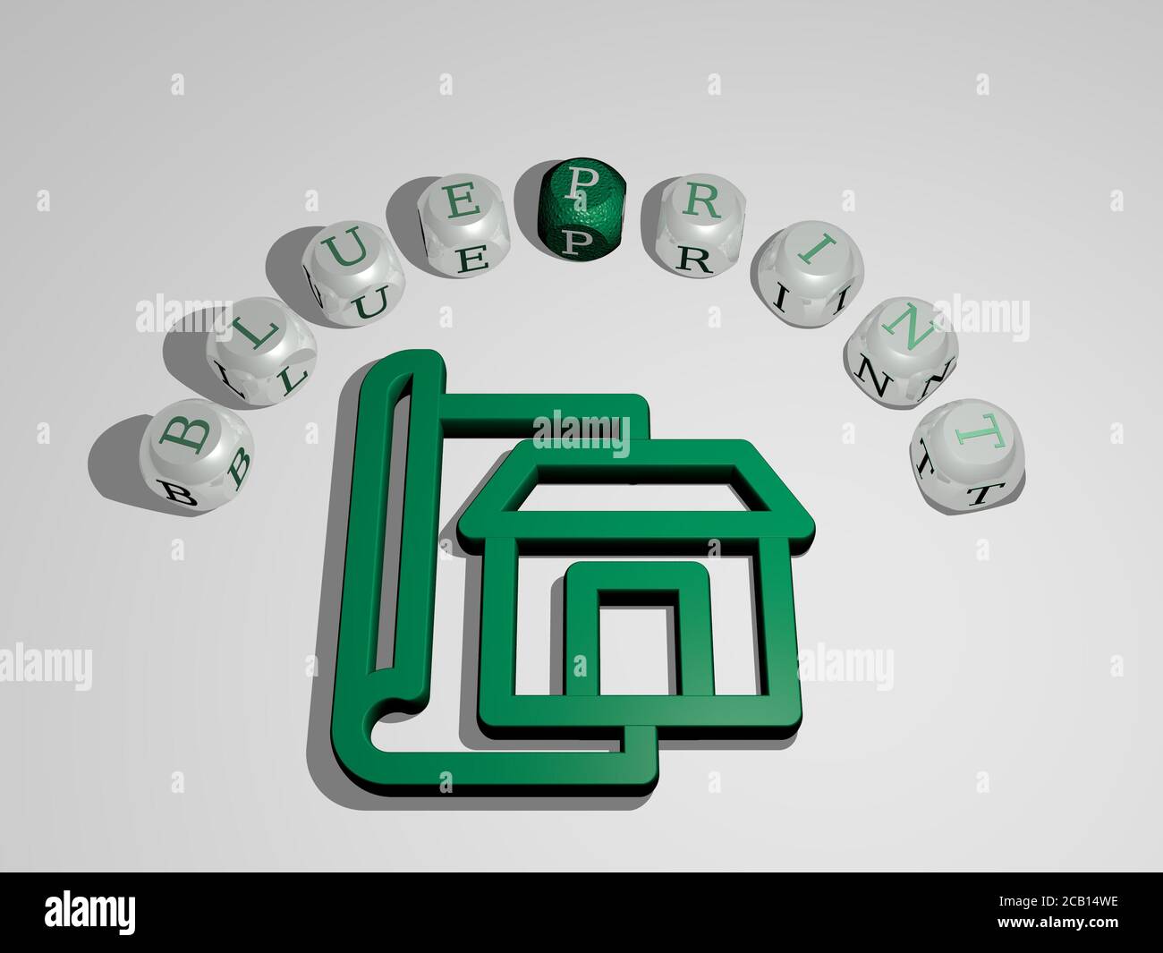 blueprint 3D icon surrounded by the text of cubic letters. 3D ...