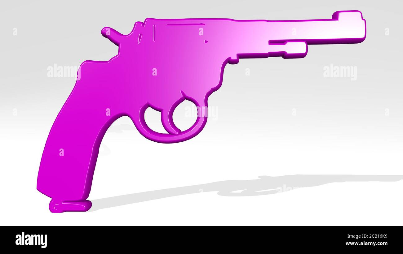 GUN 3D icon casting shadow. 3D illustration. background and army Stock ...