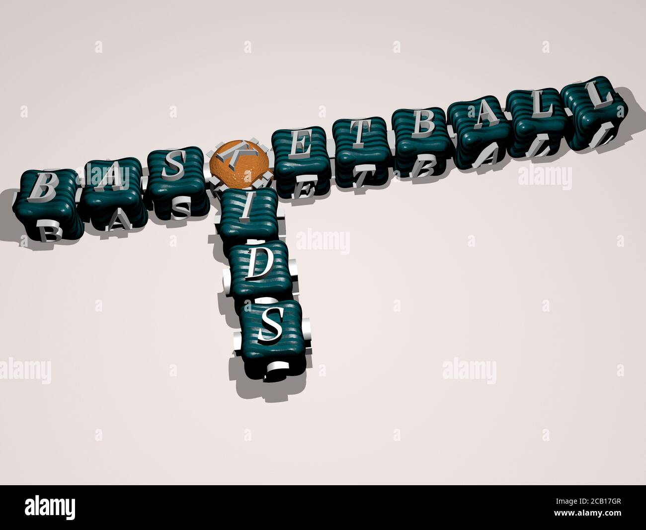 basketball kids crossword of colorful cubic letters 3D illustration