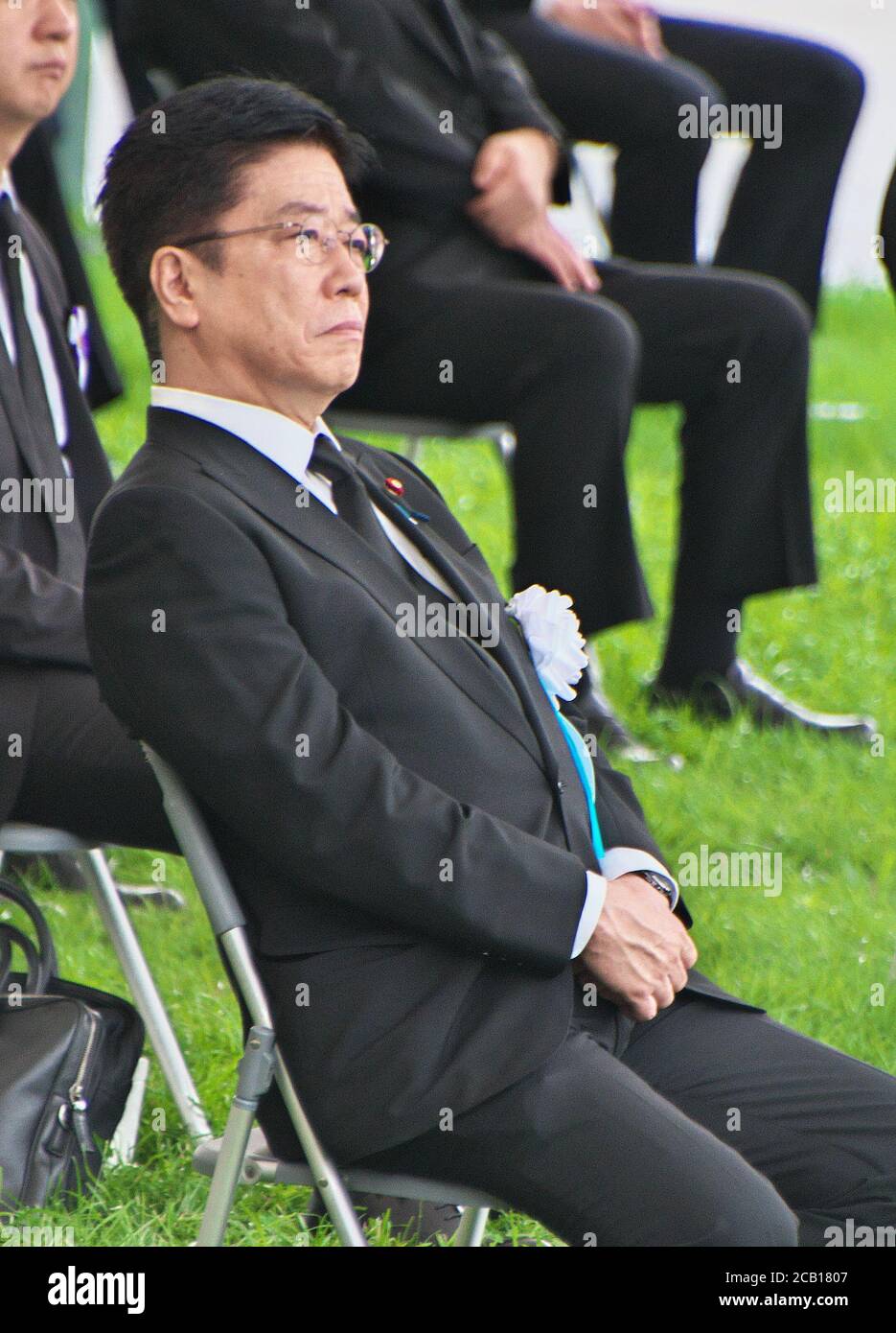 Ministry of Health, Labour and Welfare, Nobukatsu Kato attends the ceremony of the 75th anniversary memorial service for atomic bomb victims at Hiroshima Peace Memorial Park in Hiroshima, Japan on August 6, 2020. (Photo by AFLO) Stock Photo