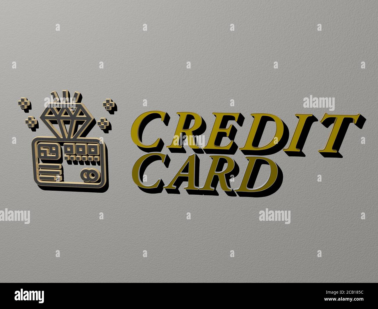 credit card icon and text on the wall. 3D illustration. business and ...