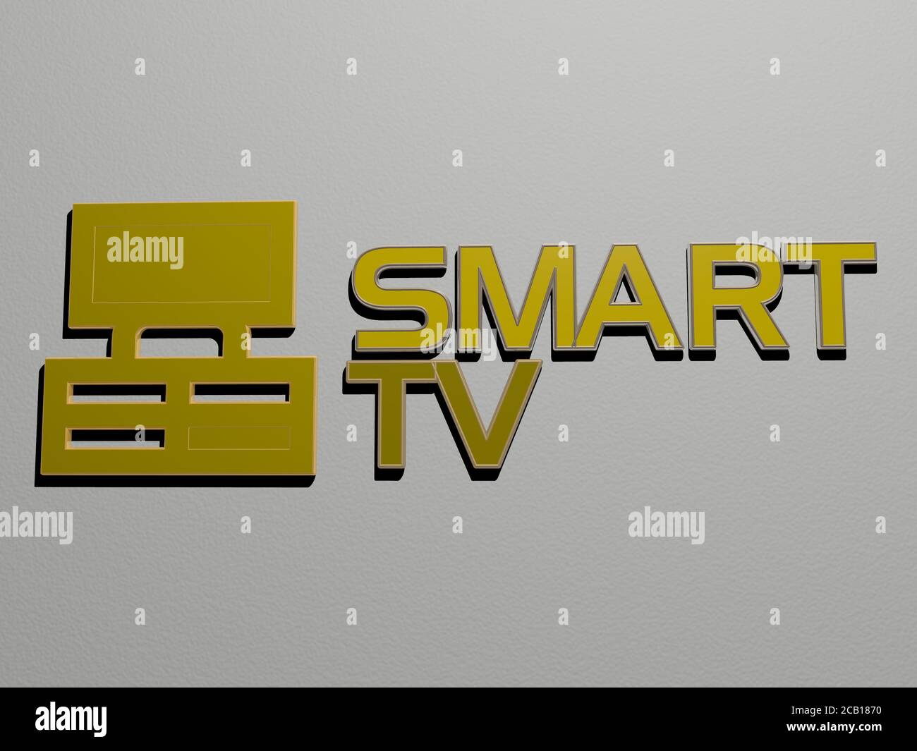 smart tv icon and text on the wall. 3D illustration. phone and business ...