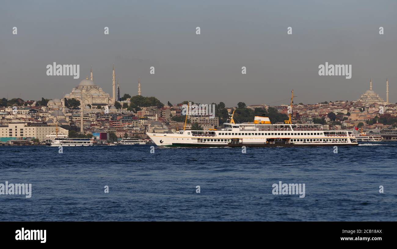 Ferry in Bosphorus Strait, Istanbul City, Turkey Stock Photo - Alamy