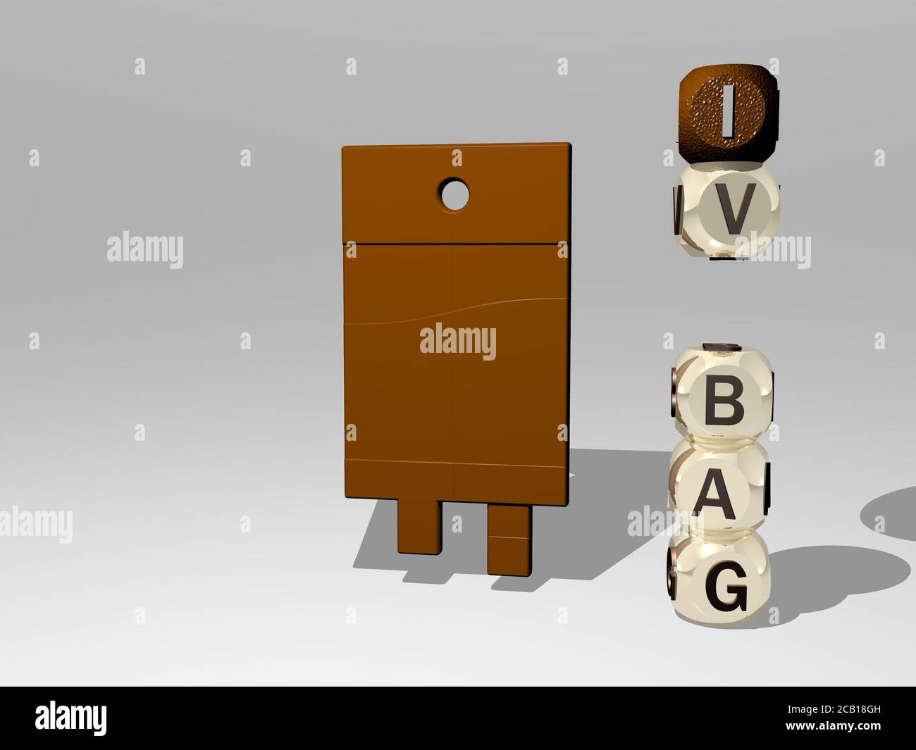 IV BAG 3D icon beside the vertical text of individual letters. 3D ...