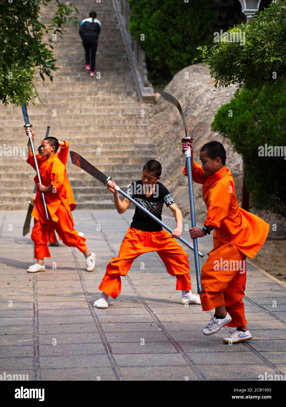 Shaolin Children Monk was Training kungfu inside the Original Shaolin