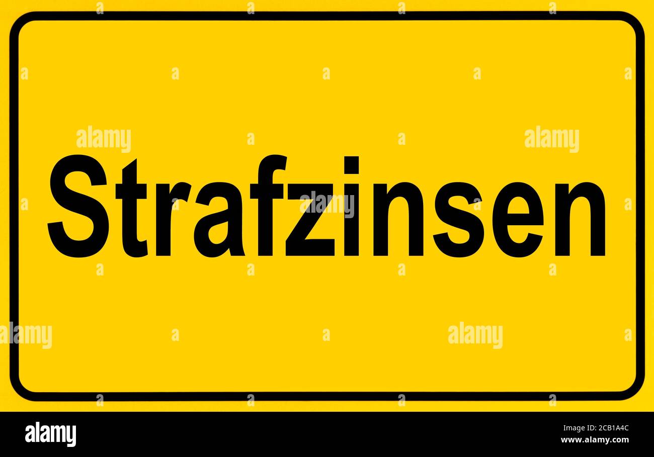 Symbol picture, place name sign, negative interest, penalty interest, Germany Stock Photo