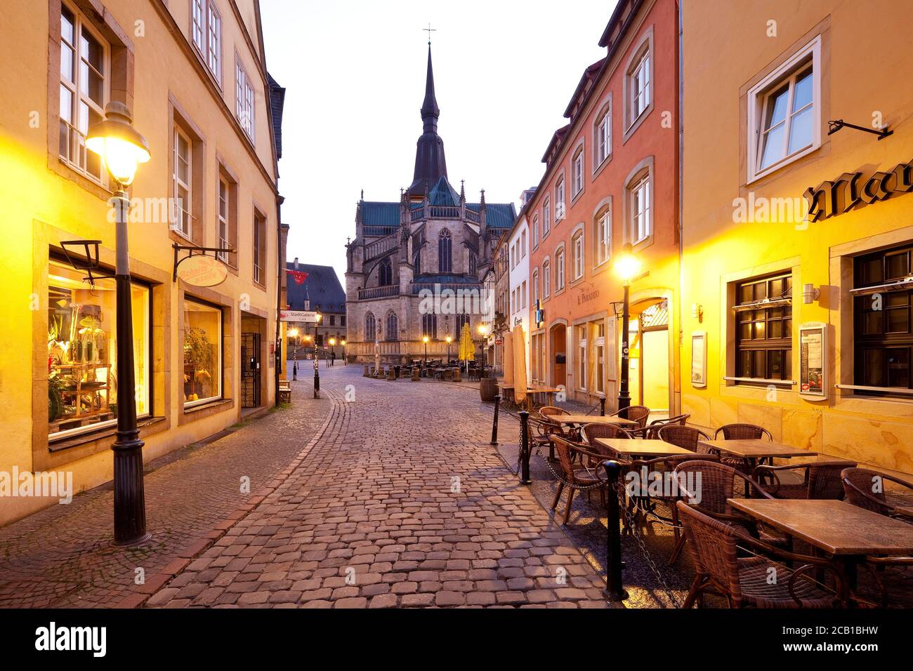 Old town with St. Marien am Abend church, Osnabrueck, Lower Saxony, Germany Stock Photo