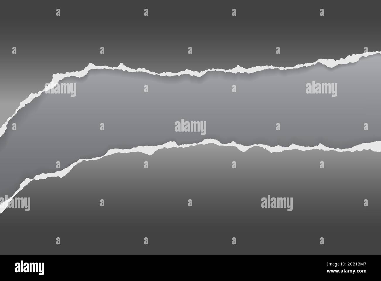 Strips of torn, ripped black paper with soft shadow are on dark grey ...