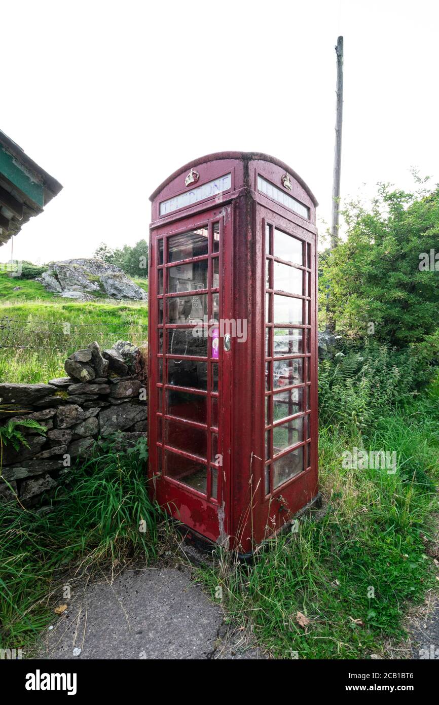 Bampton phone box as featured in the film Withnail and I Stock Photo