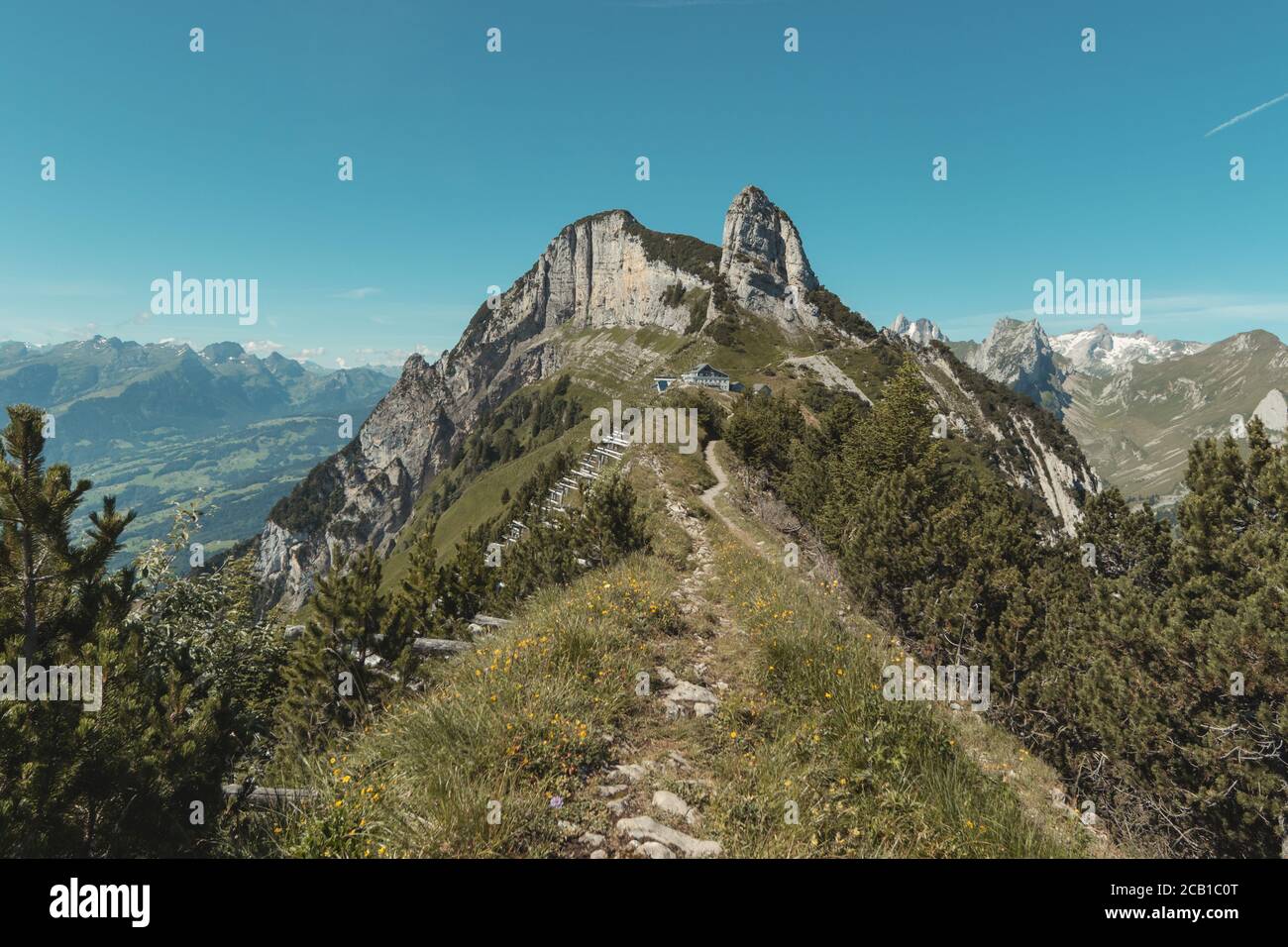 beautiful hiking trail in the direction of staubern in the summer season Stock Photo