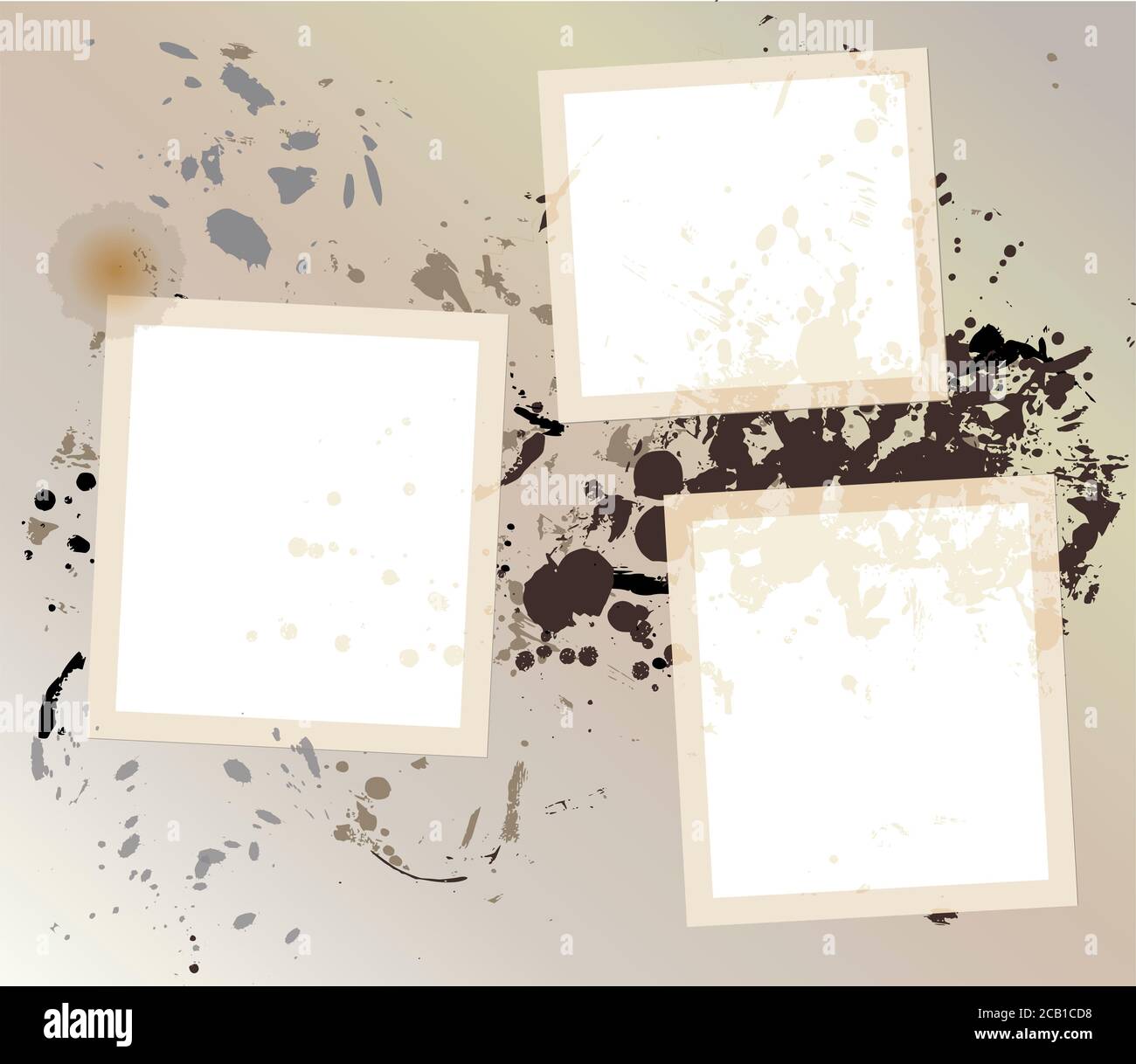 Grungy empty picture frame, photgraph print concept, vector, free space for pics Stock Photo