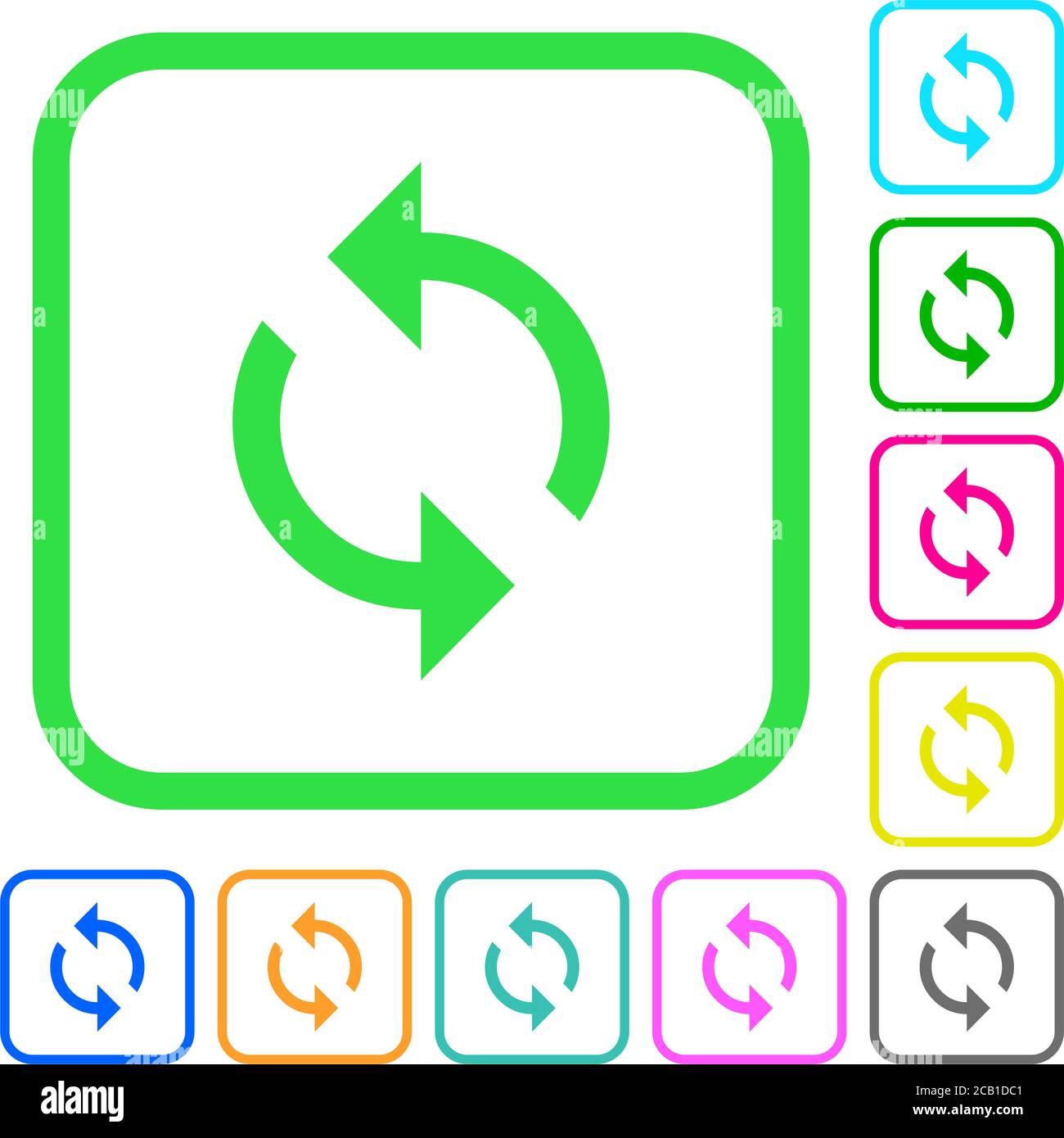 Programming loop vivid colored flat icons in curved borders on white ...