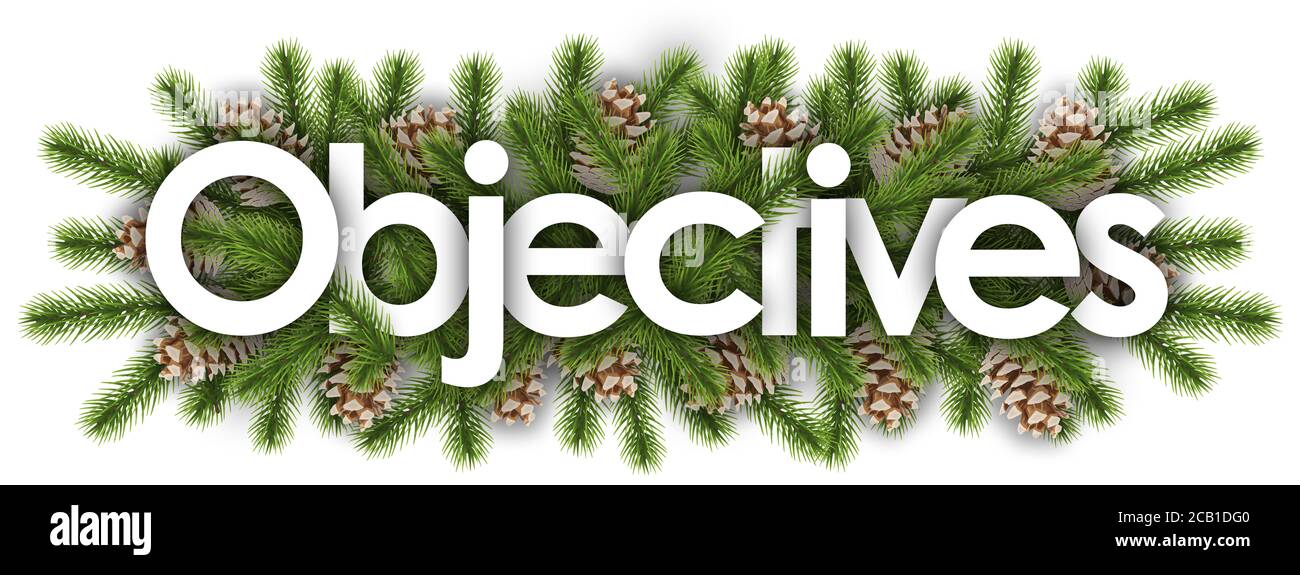 Objectives in christmas background pine branchs Stock Photo Alamy